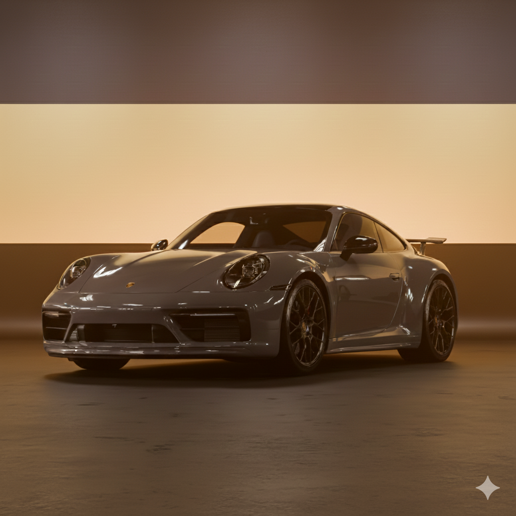 Professional auto detailing - Sleek black Porsche with premium finish