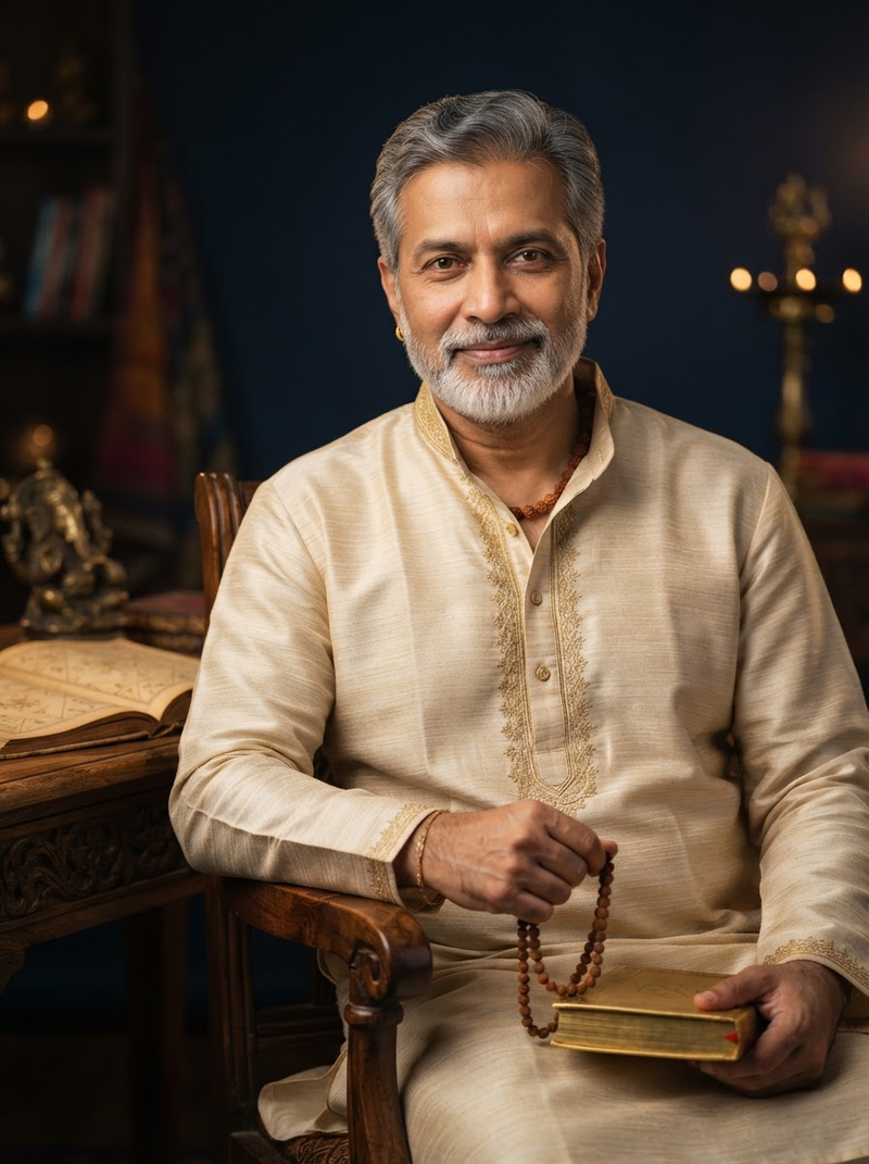 Portrait of Mahan Babu Shastri, Vedic astrologer