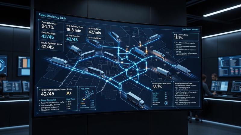 Commercial route and logistics workspace illustration