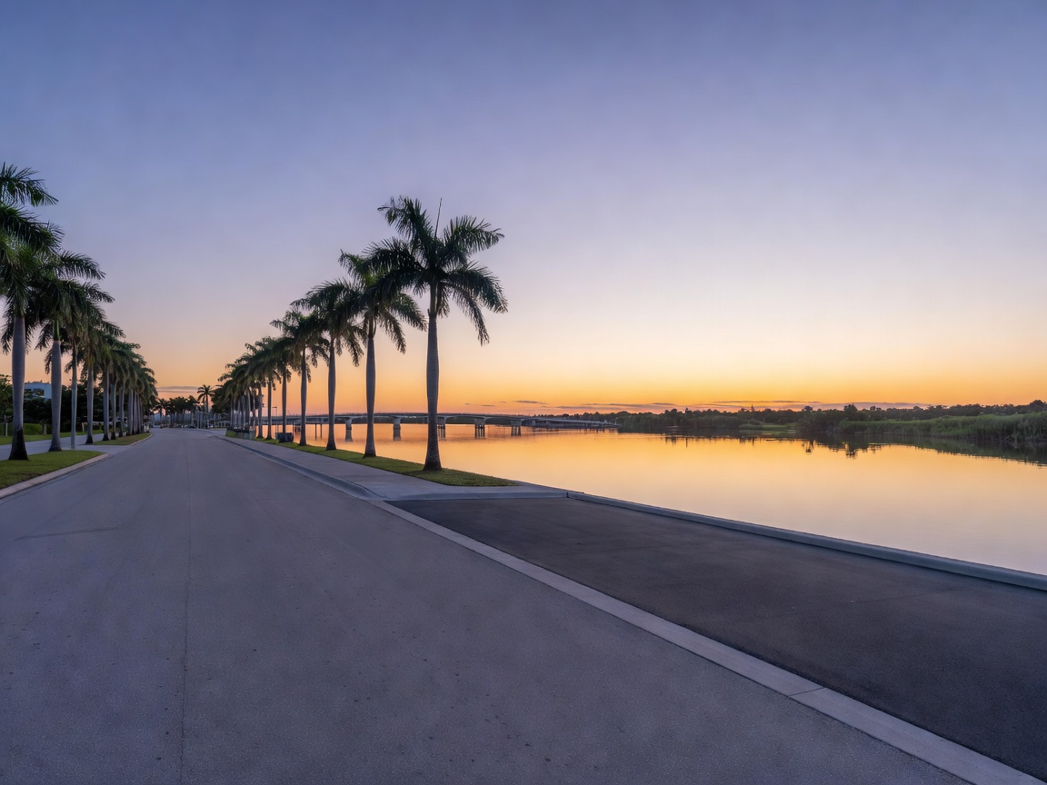 Calm route scene beside the honest no-target status for Fort Lauderdale