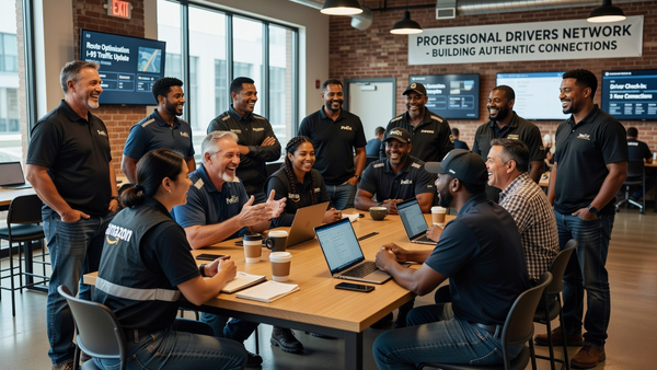 Drivers networking and sharing local knowledge in a lounge