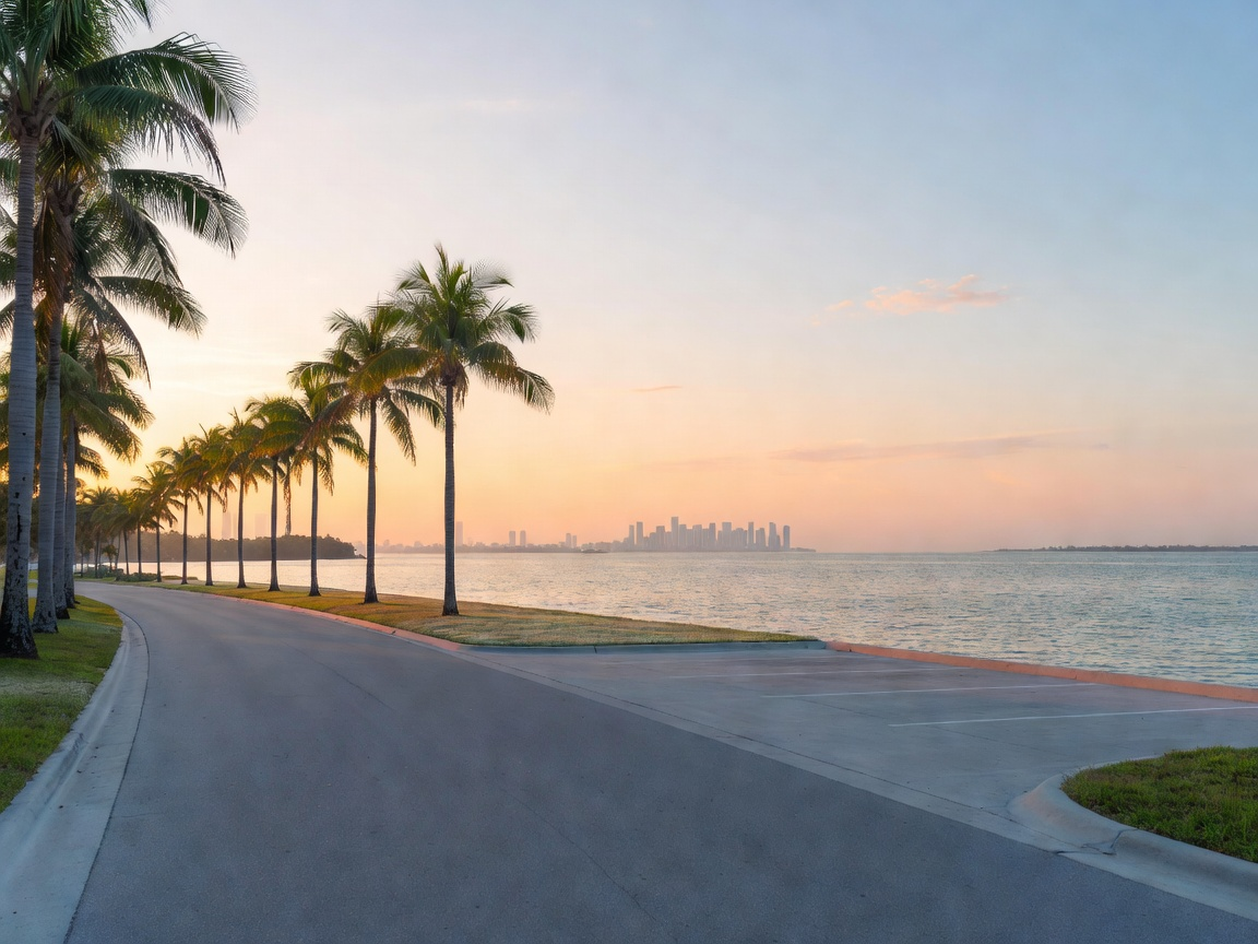 Calm route scene beside the honest no-target status for Miami