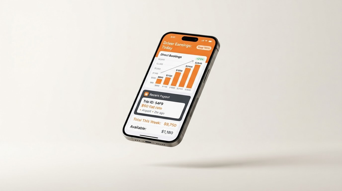 Course dashboard preview, income calculator and direct booking interface on phone - digital sales view