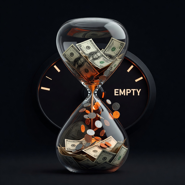 Money leaking through hourglass visualizing untracked miles cost