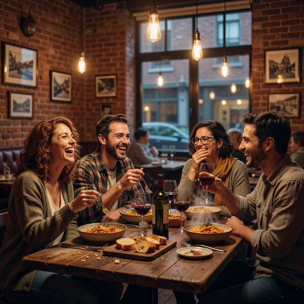 Friends dining at local spot