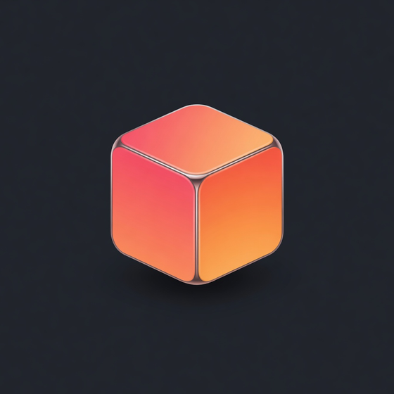 Rounded coral and orange cube icon with a chrome edge
