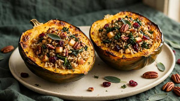 Cranberry-Pecan Stuffed Acorn Squash