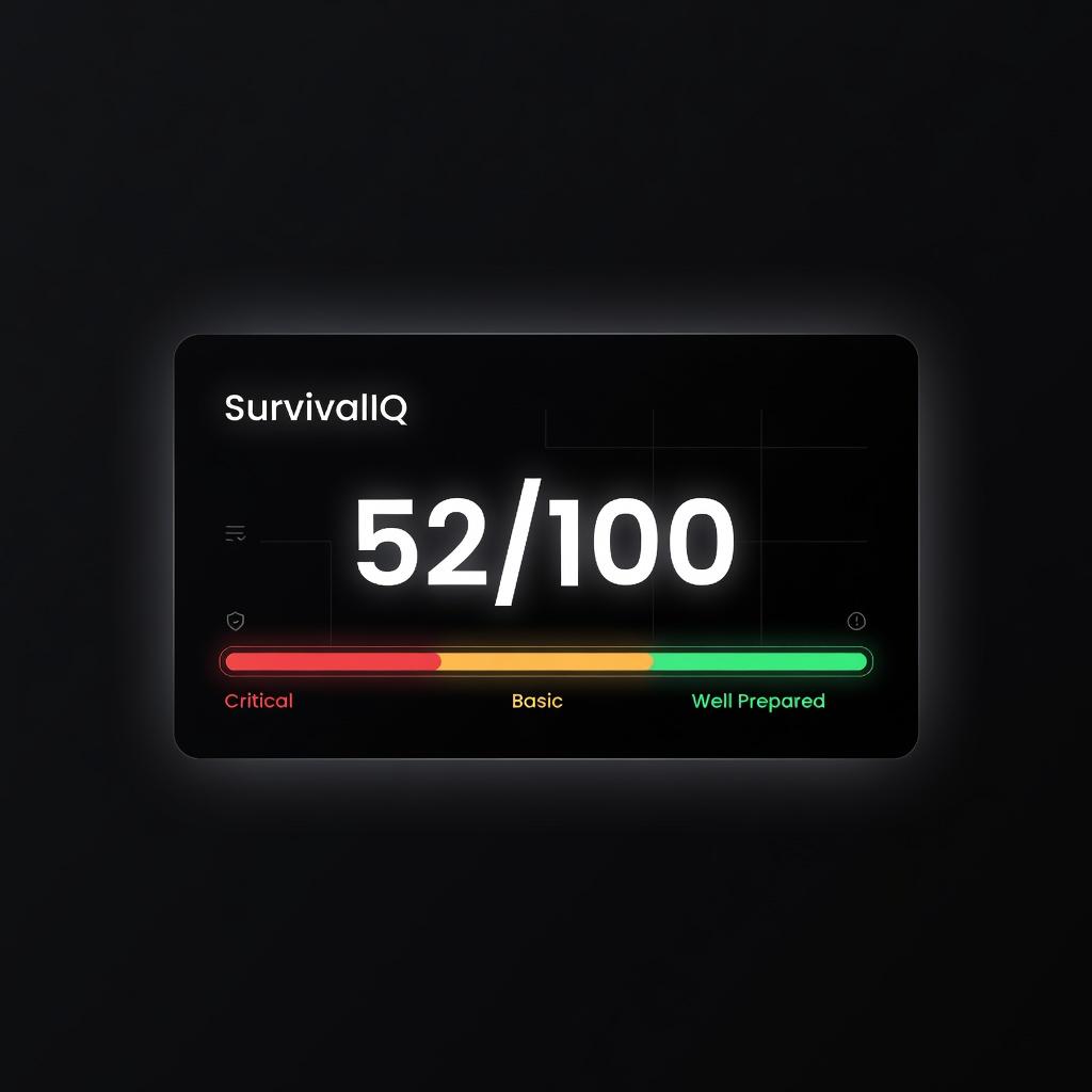 Sample SurvivalIQ planning snapshot with score bands