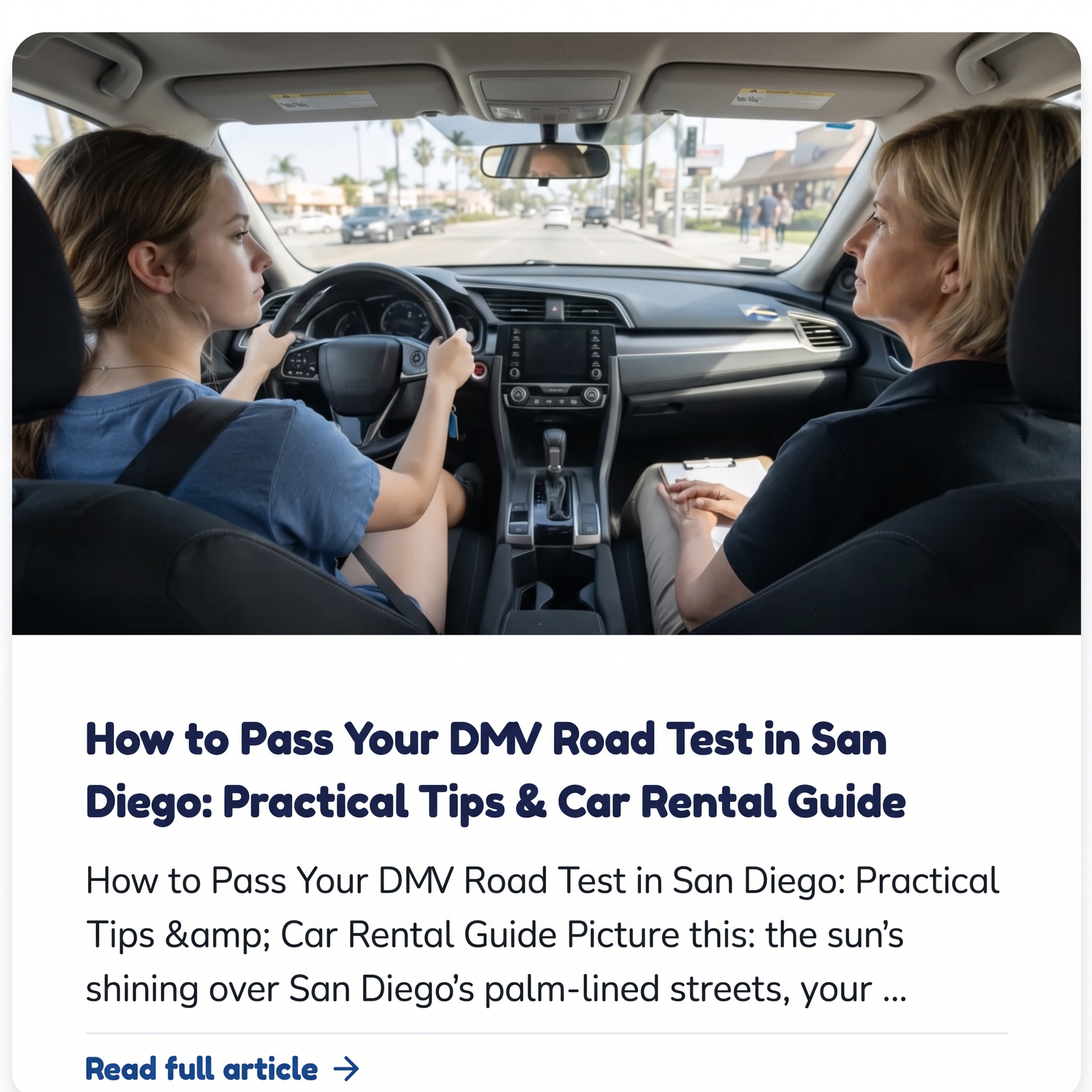 How to Pass Your DMV Road Test in San Diego: Practical Tips & Car Rental Guide