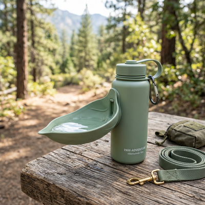 2-in-1 Travel Dog Water Bottle & Feeder