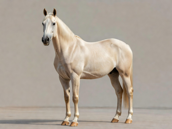 Example horse showing a Perlino coat, visual appearance only