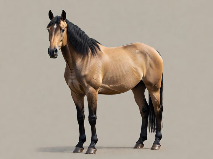 Example horse showing a Buckskin coat, visual appearance only