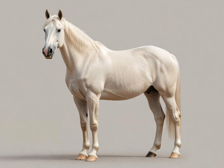 Example horse showing a Cremello coat, visual appearance only