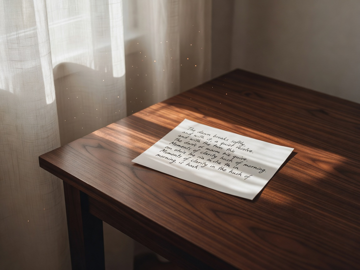 Morning light on a handwritten page