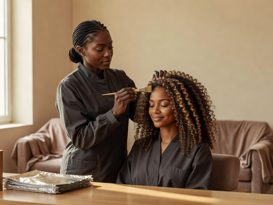 Balayage and hand-painted soft dimension — lesson visual in The Color Corner