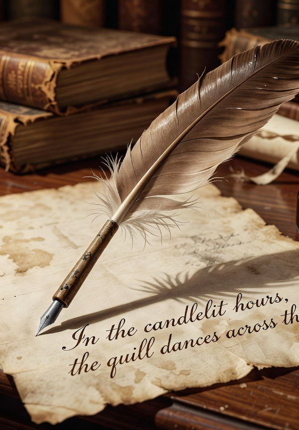 Feather pen and paper