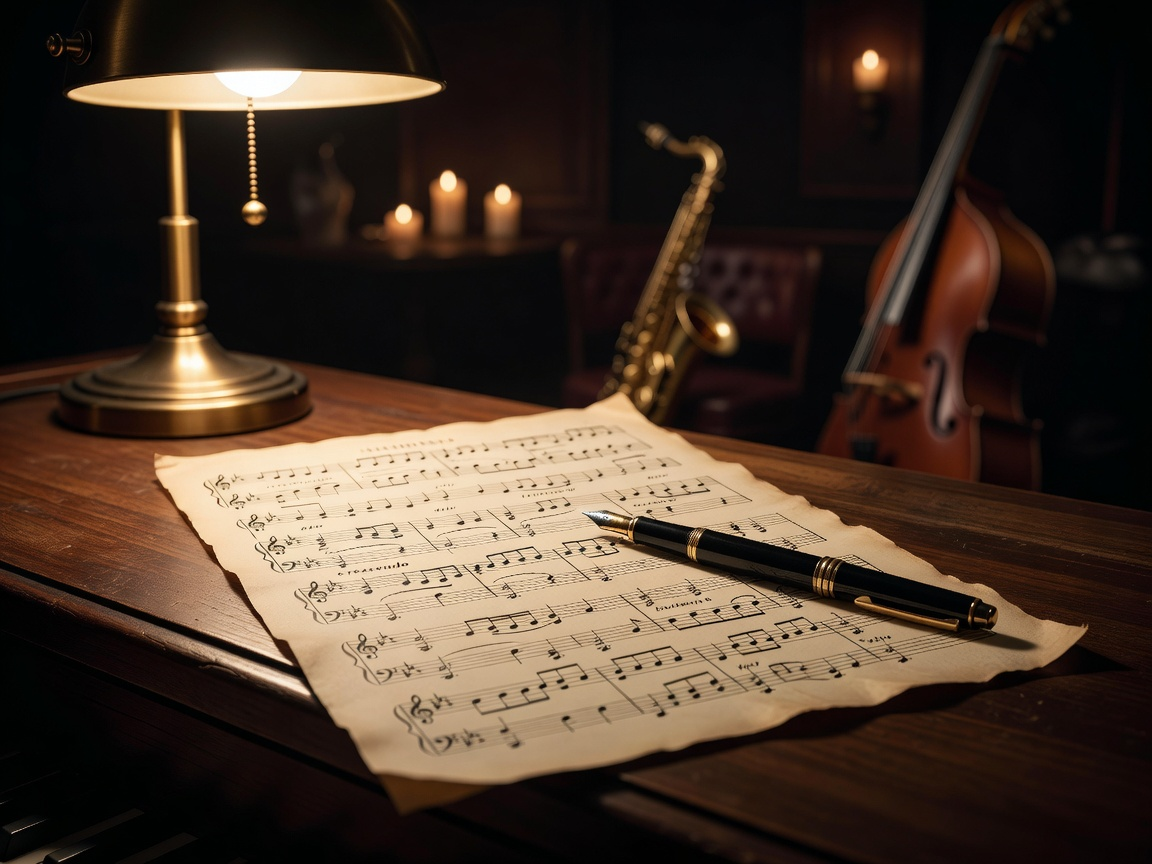 Vintage sheet music on piano