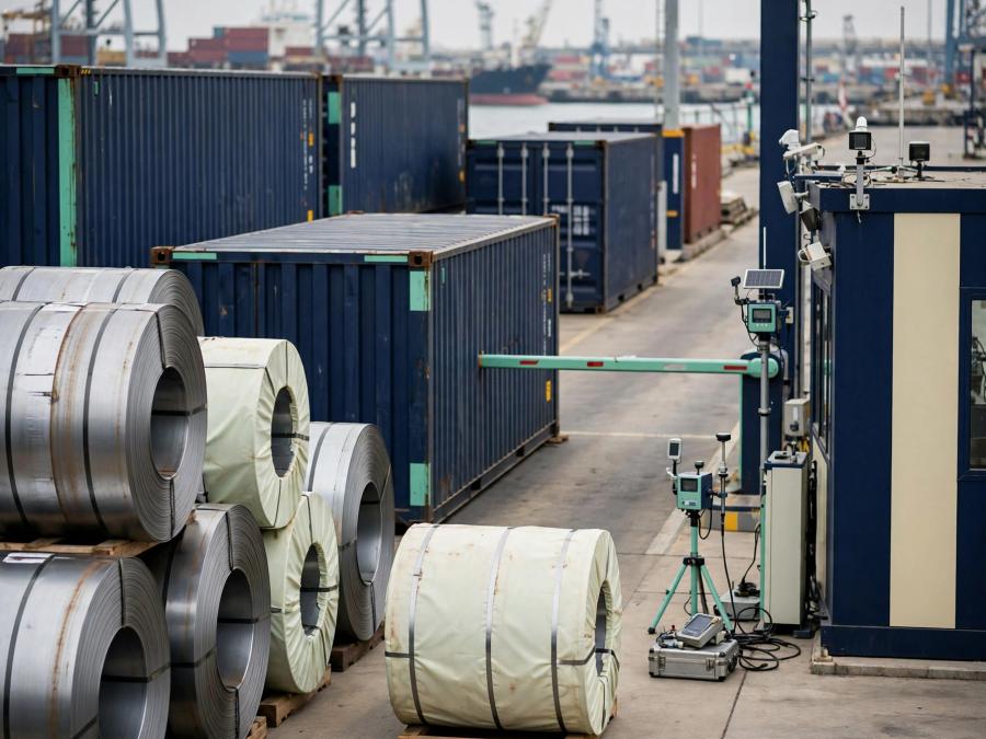 Industrial components, shipment documentation, and emissions data representing CBAM review