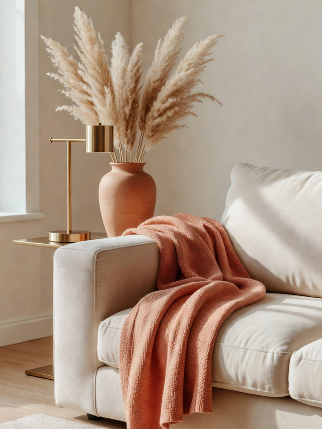 Saved lifestyle pin of a warm living room corner