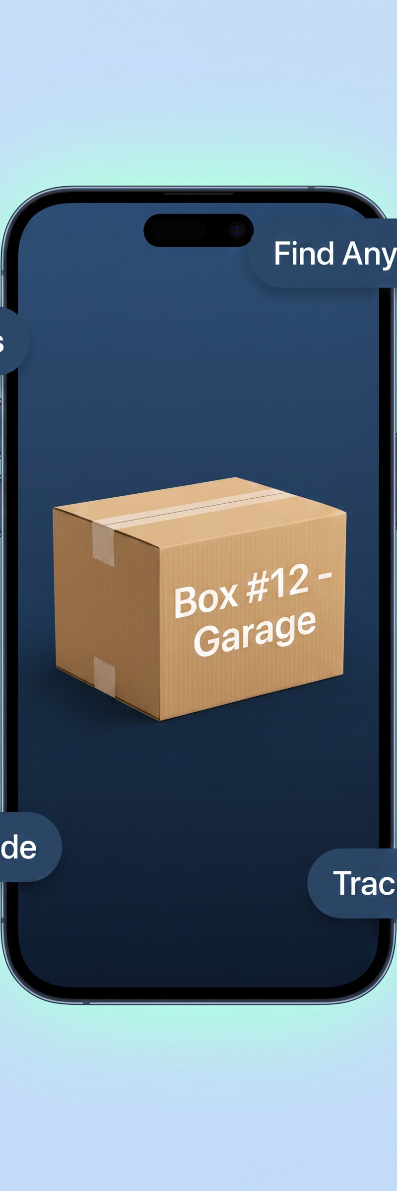 Smart Box List app showing box tracking with feature highlights