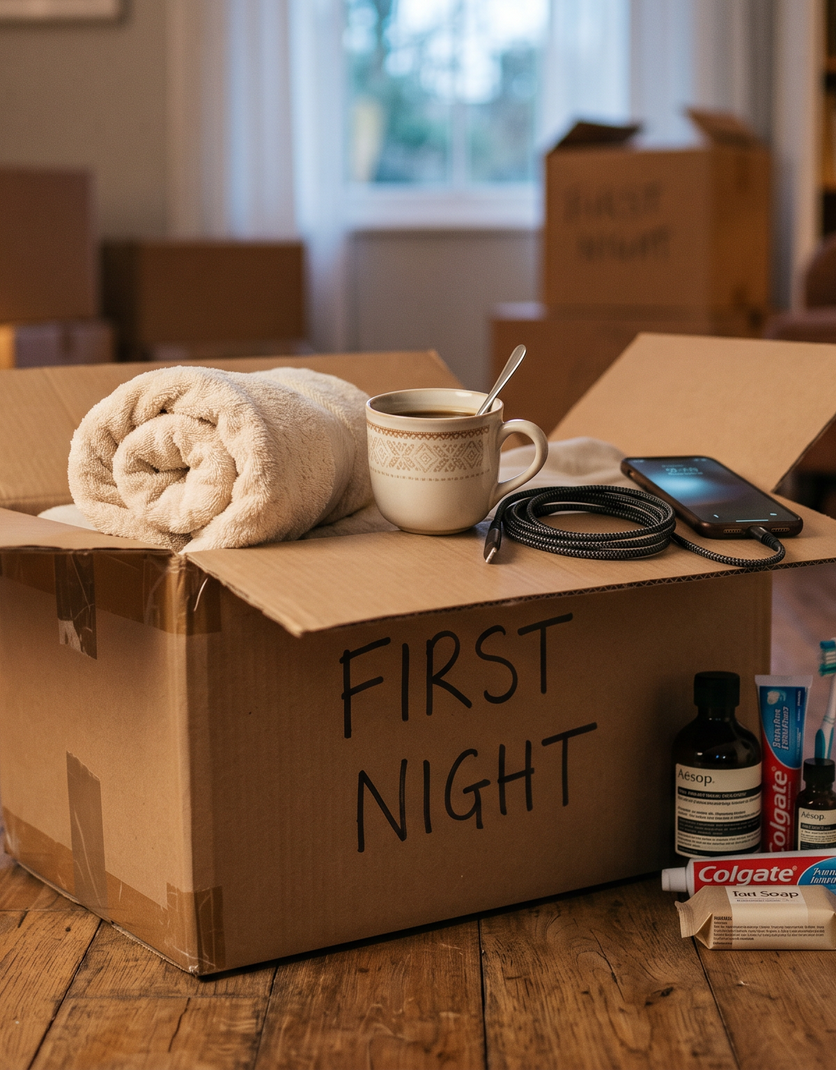 Moving Day Essentials Box Checklist: First Night Box Must-Haves for Stress-Free Survival
