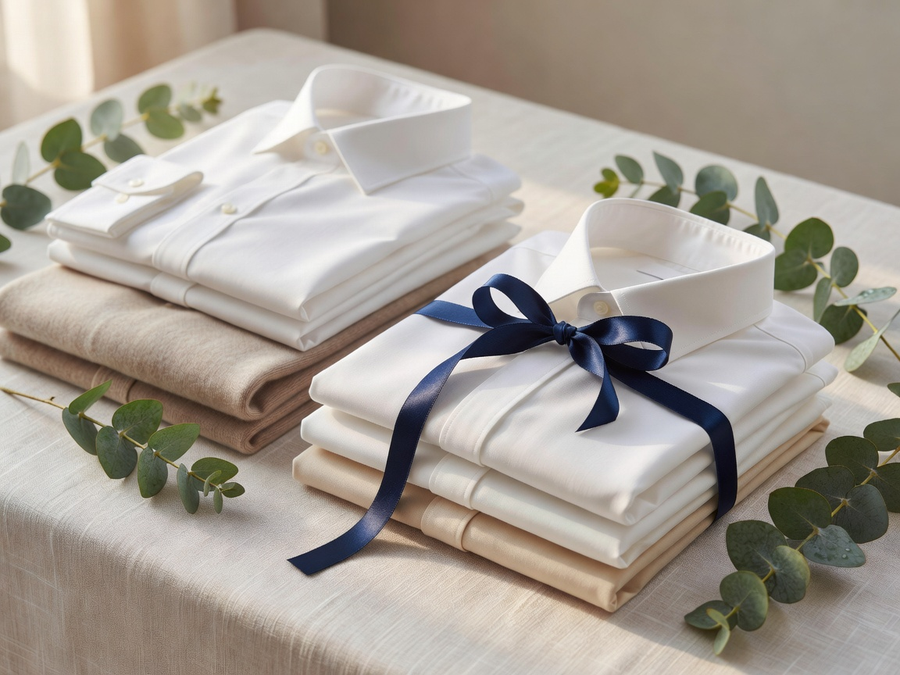 Crisp folded clothing ready for delivery
