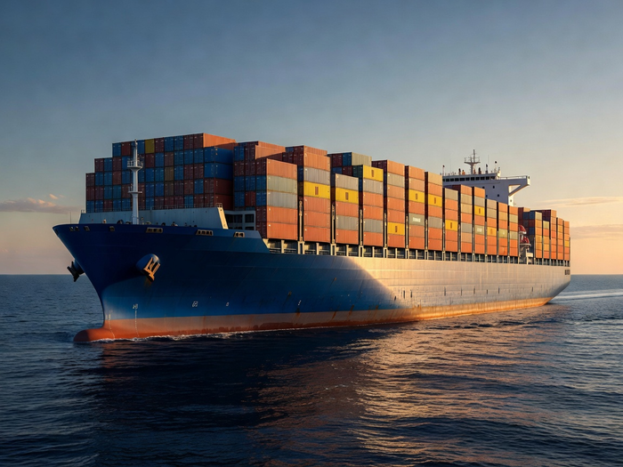 Container ship at sea