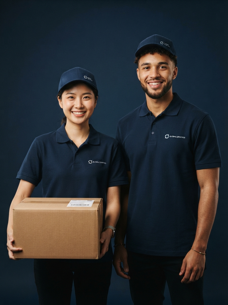 LAS Courier team members holding a parcel