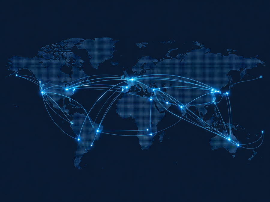 Global shipping network map