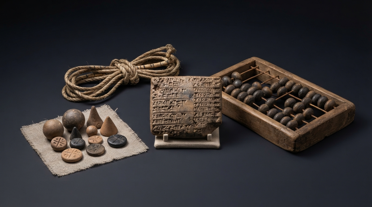 Ancient Computation: Clay Tokens, Abacus Precursors, Babylonian Base-60 & Quipu Knots