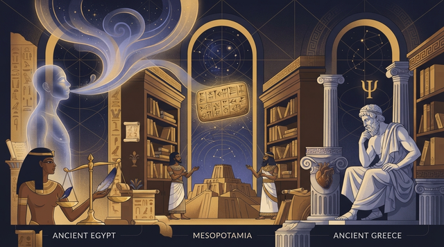 Echoes of Ancient Consciousness: Ba, Ka, Psyche, and the Forgotten Soul Concepts of Egypt, Mesopotamia, and Greece