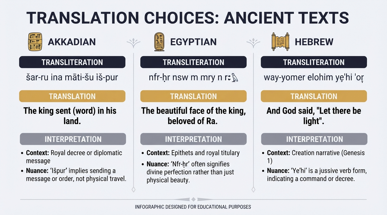 Translation Theory Exposed: Why Choices in Akkadian, Egyptian Hieroglyphs & Hebrew Bible Aren't Transparent