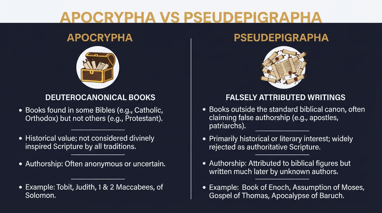 Apocrypha vs Pseudepigrapha: Key Differences, Deuterocanon Explained & Biblical Canon Terms Demystified