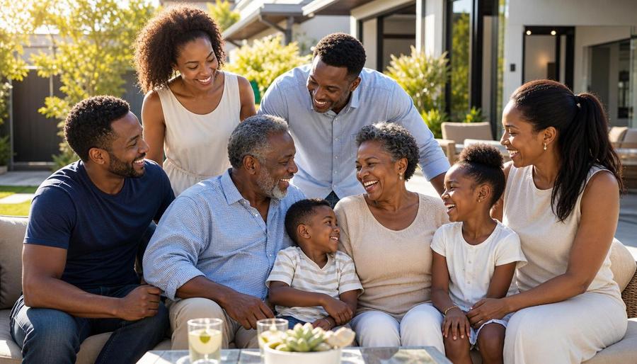 Multi-generational family sharing a conversation about their financial future