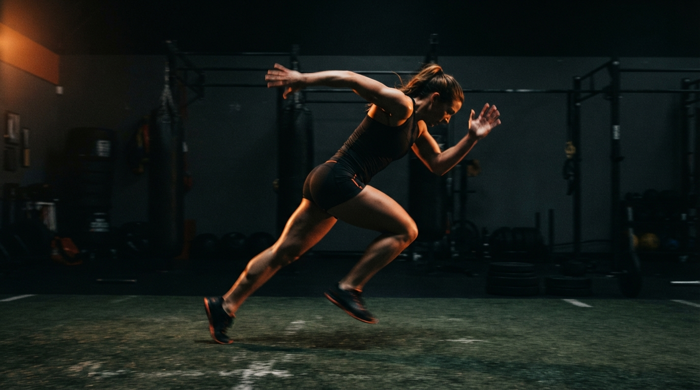 Athlete exploding into a sprint during performance training