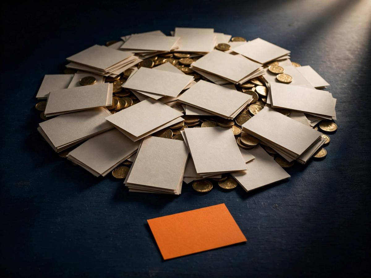 Orange card separated from a crowded circle of shared lead cards