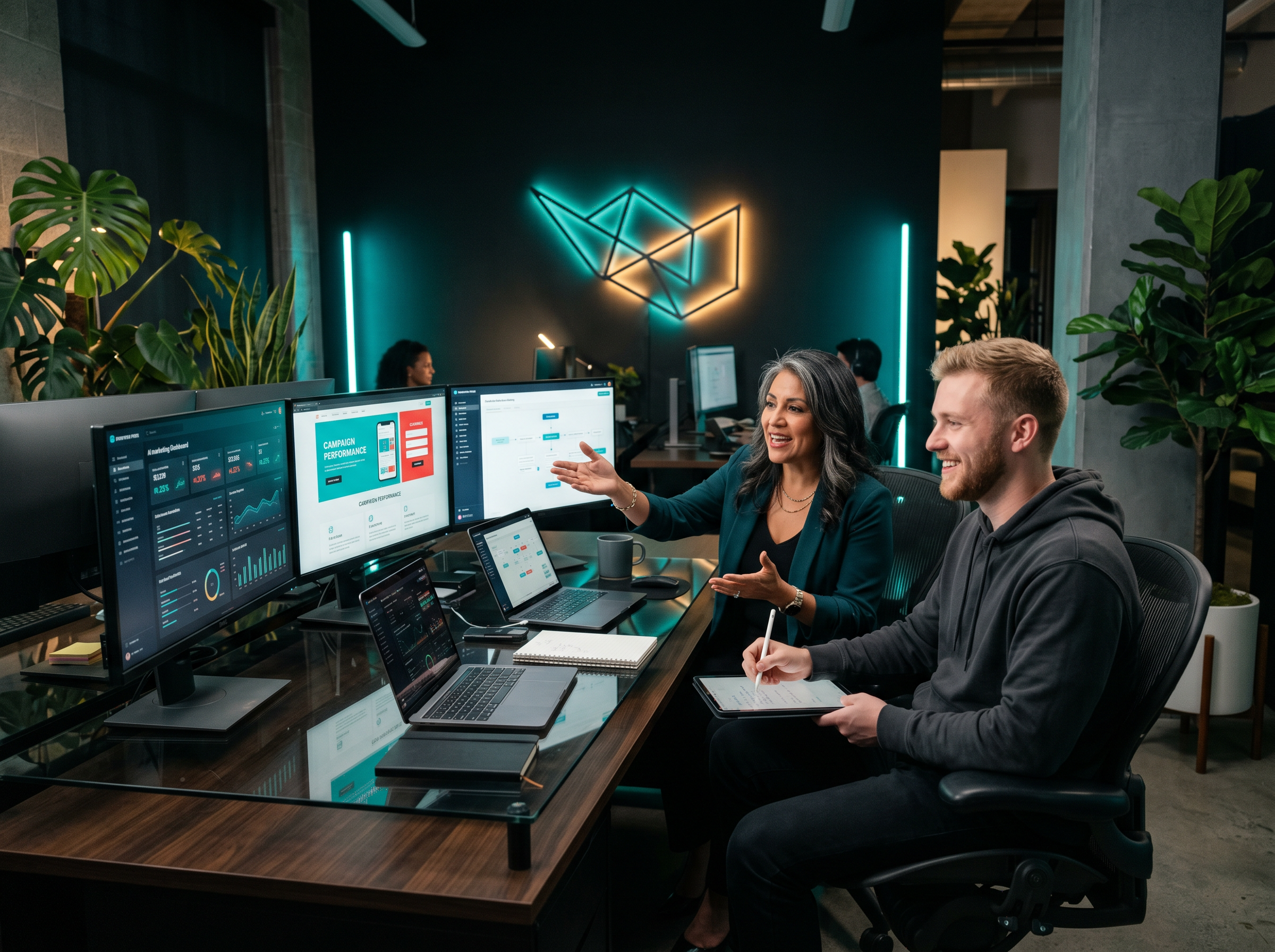 Red Nova AI Agency experts collaborating on web design and custom development for local business marketing foundations