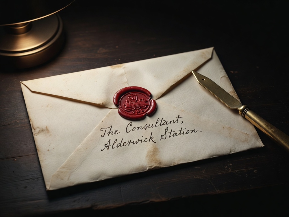 Sealed cream envelope with red wax seal addressed to the Investigator