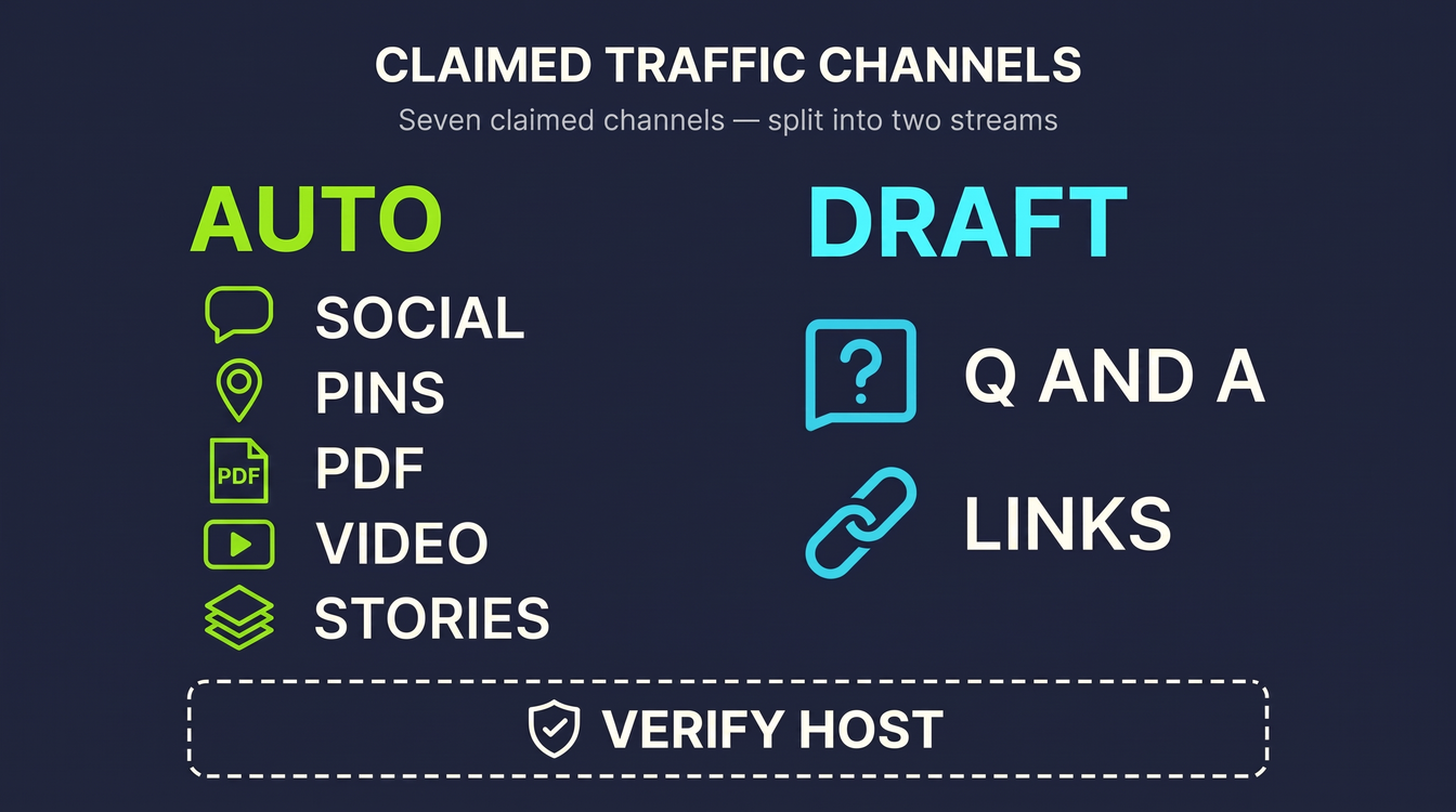 ProductsPilot Traffic Builder map splitting claimed auto-publish channels from user-approved drafts