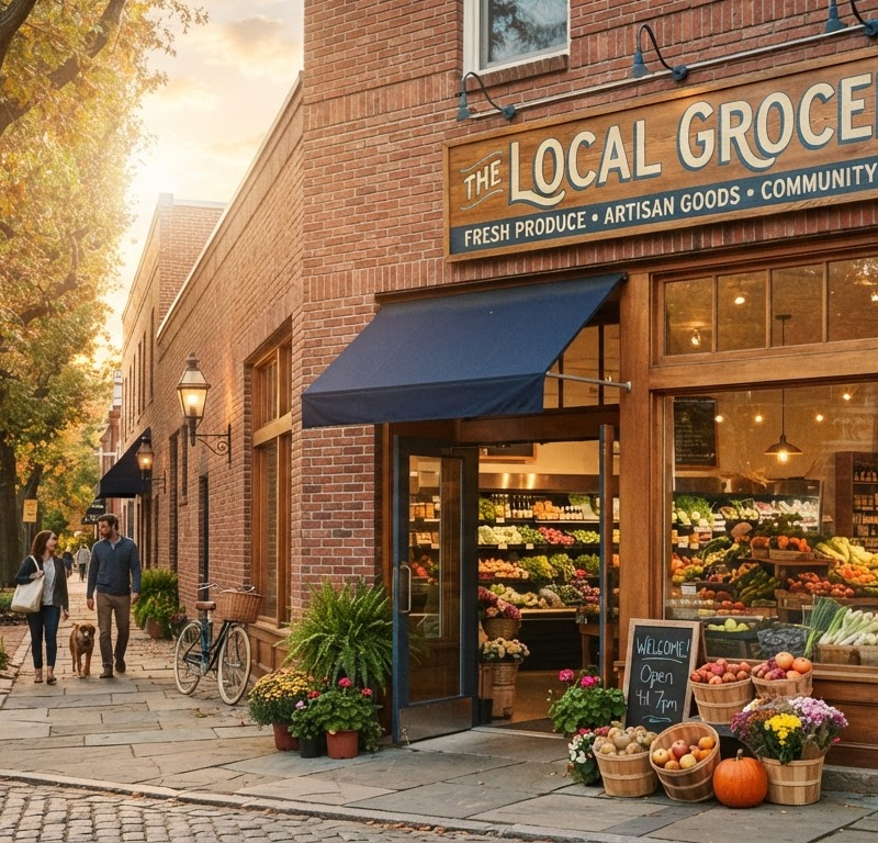 Charming local market storefront