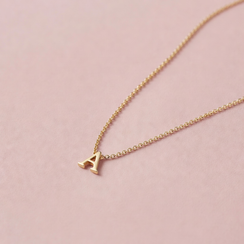 Gold initial necklace with letter A pendant