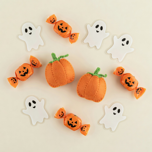 Halloween goodie bag with treats and stickers