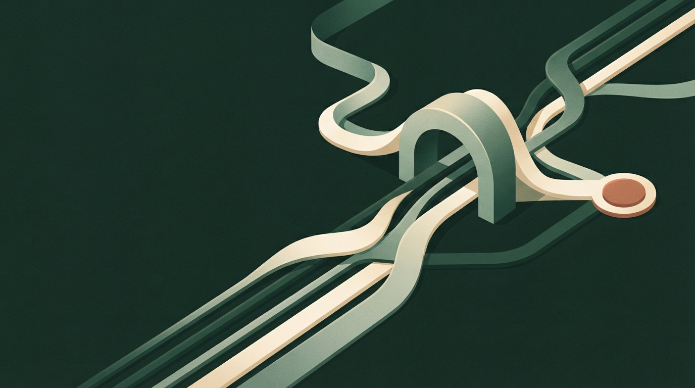 Abstract forest and eucalyptus pathway illustration representing clear guidance through online care choices