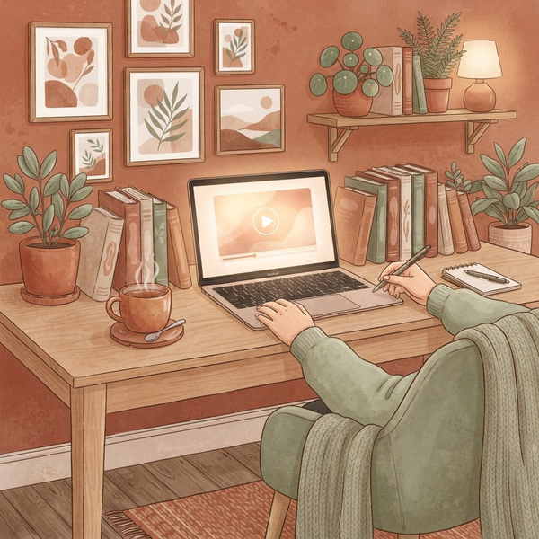 Cozy study setup for the masterclass