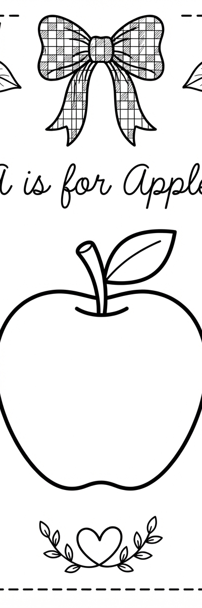 A is for Apple coloring page preview