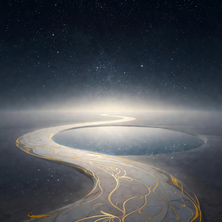 Celestial editorial artwork for life path and karmic reflection