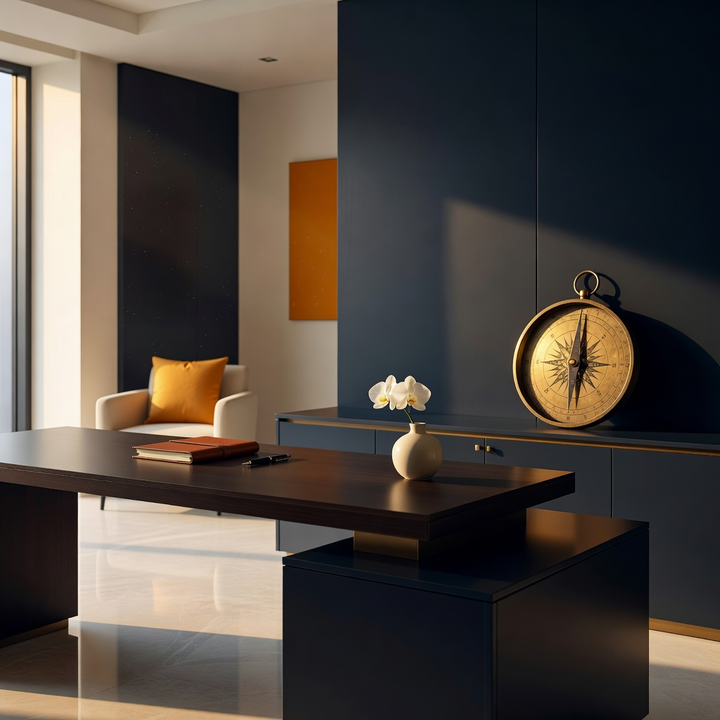 Celestial editorial artwork for a business Vastu consultation