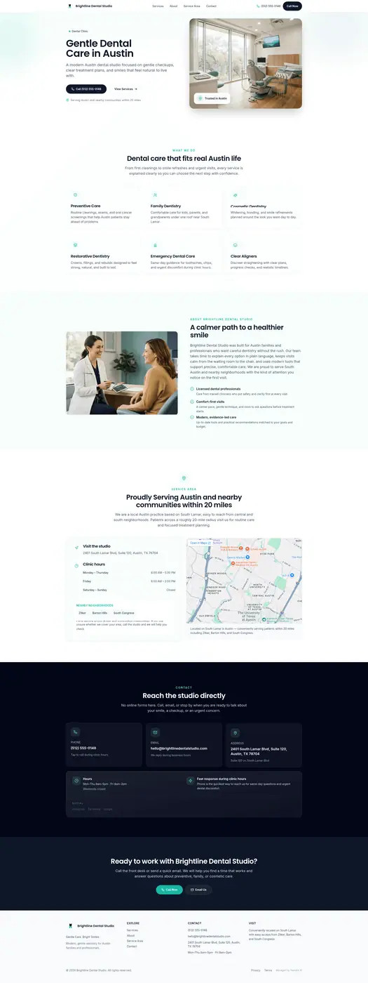 Brightline Dental Studio demo website preview