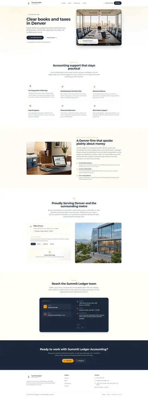 Summit Ledger Accounting demo website preview