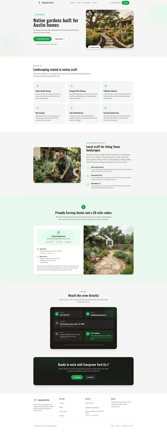 Evergreen Yard Co. demo website preview
